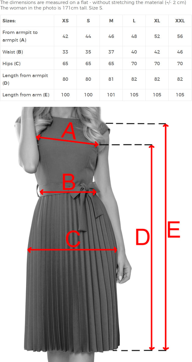 Numoco 311-9 LILA Pleated dress with short sleeves - Mint color